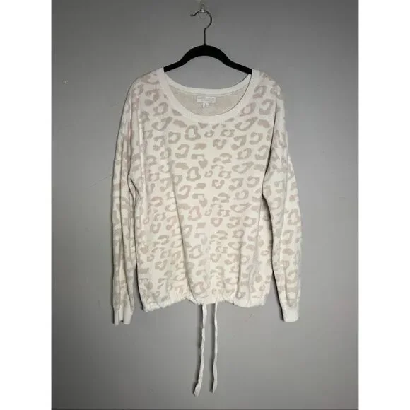 Barefoot dreams cozy chic ultra lite cream & stone slouchy pull over sweater - Picture 2 of 9